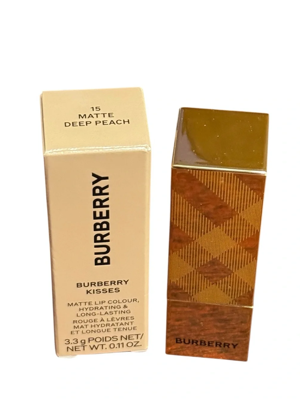 Burberry Kisses Matte Lipstick 15 Matte Deep Peach 3.3g 0.11oz New In Box